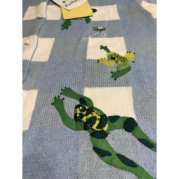 Quacker Factory Embroidered Frogs Button Down Short Sleeve Sweater 3X~ NWT - Picture 3 of 16